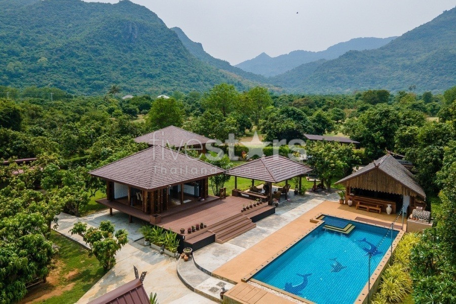 Authentic Thai Teakwood Villa Estate with Guest Bungalows and Mountain Views Near Sam Roi Yot – Reduced Price