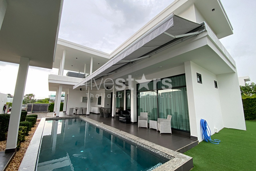 Modern 4-Bedroom Pool Villa with Rooftop Terrace Near Golf Course– Resort-Style Living in Hua Hin