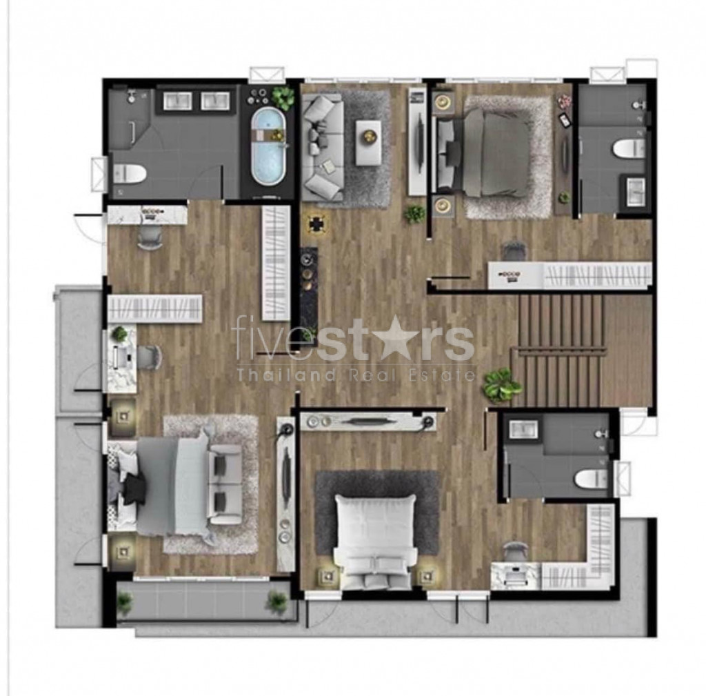 Maison individuelle de luxe moderne de 4 chambres à louer à Bangna, photo 14