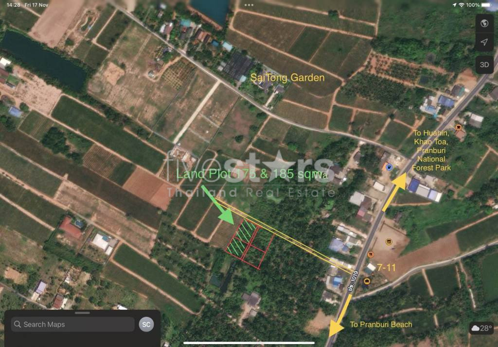 *Terrains* à vendre sur Huahin-Pranburi Soi 105