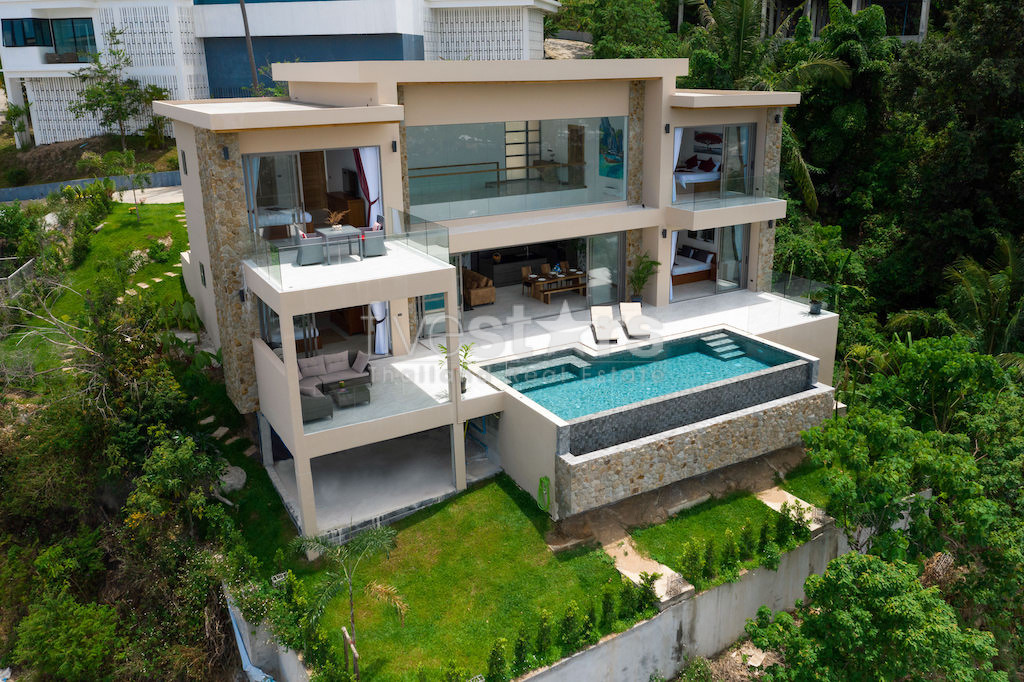 Superbe villa vue mer 4 chambres à vendre sur les hauteurs de Chaweng Noi