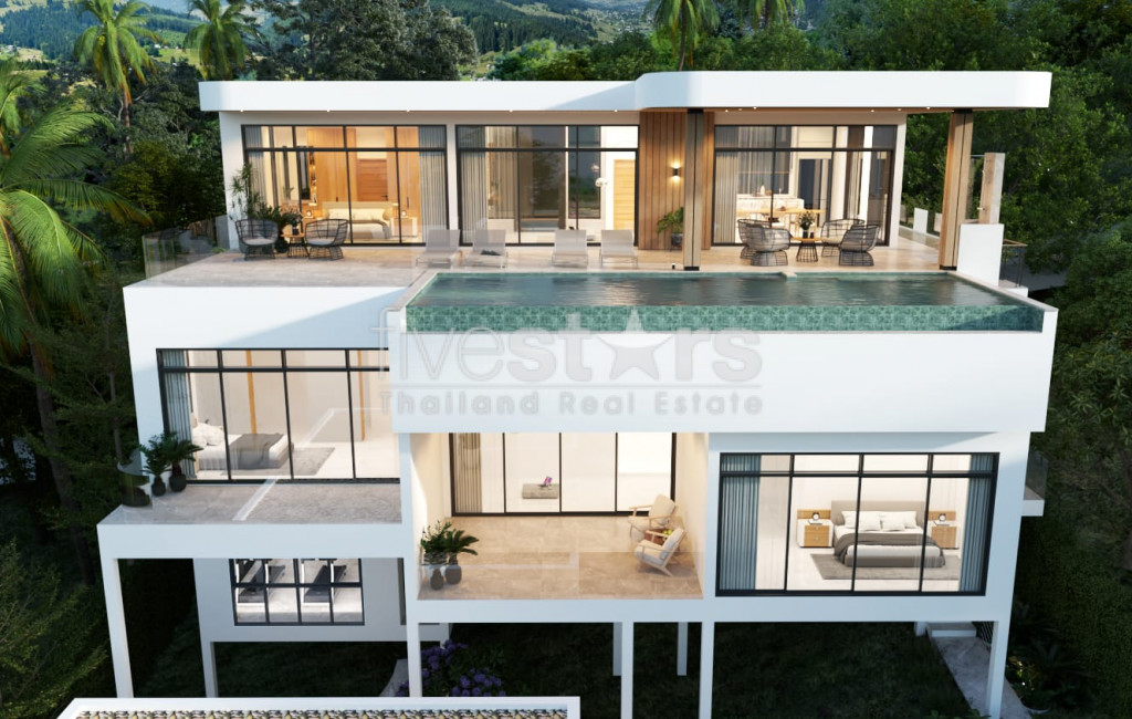 Superbe villa neuve sur plan avec vue mer exceptionelle sur Koh Phangan