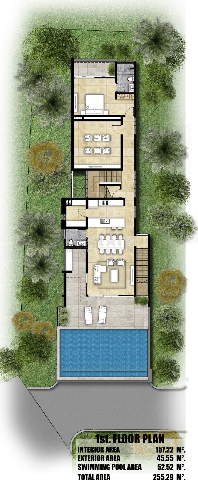 Villa sur plan de 4 chambres avec piscine à vendre à Choengmon., photo 13