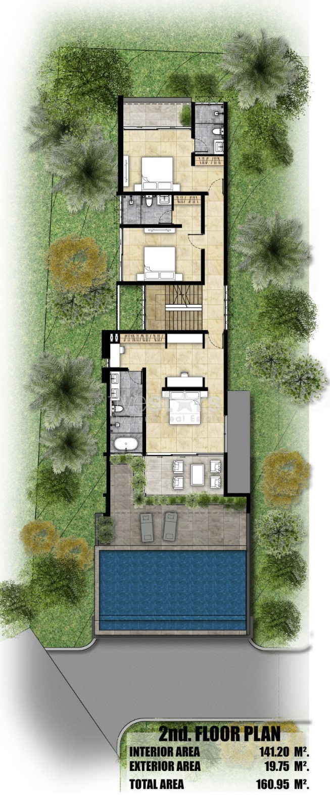 Villa sur plan de 4 chambres avec piscine à vendre à Choengmon., photo 14