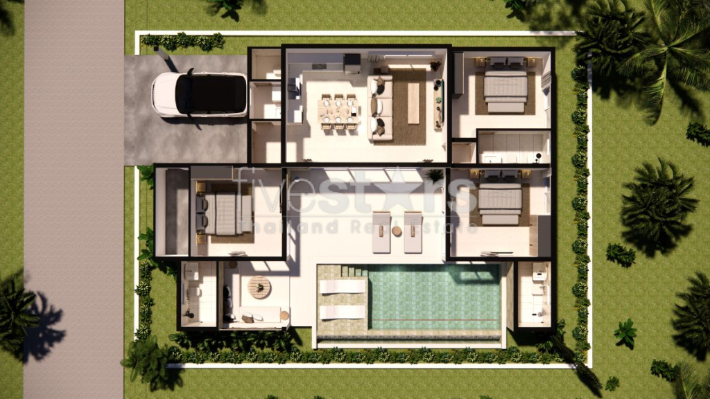 Villa Tropicale avec Piscine de 3 Chambres à Vendre – Plai Laem, Koh Samu, photo 12