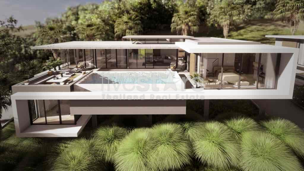 Villa 4 chambres vue mer à vendre à Bang Por Koh samui sur plan