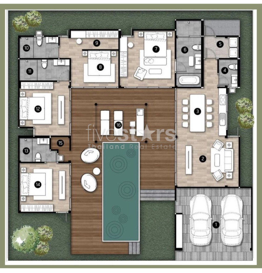 A vendre villa sur plan 4 chambres Maenam Beach, photo 13
