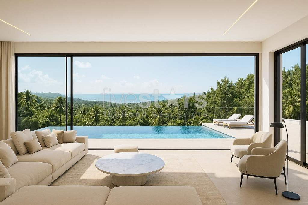 Vue mer villa 4 chambres à vendre Lamai Koh Samui