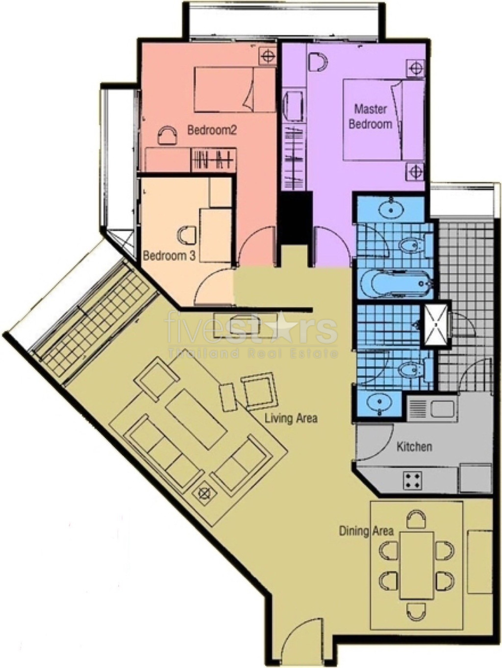 Appartement 3 chambres à louer sur Narathiwas-Sathorn, photo 2