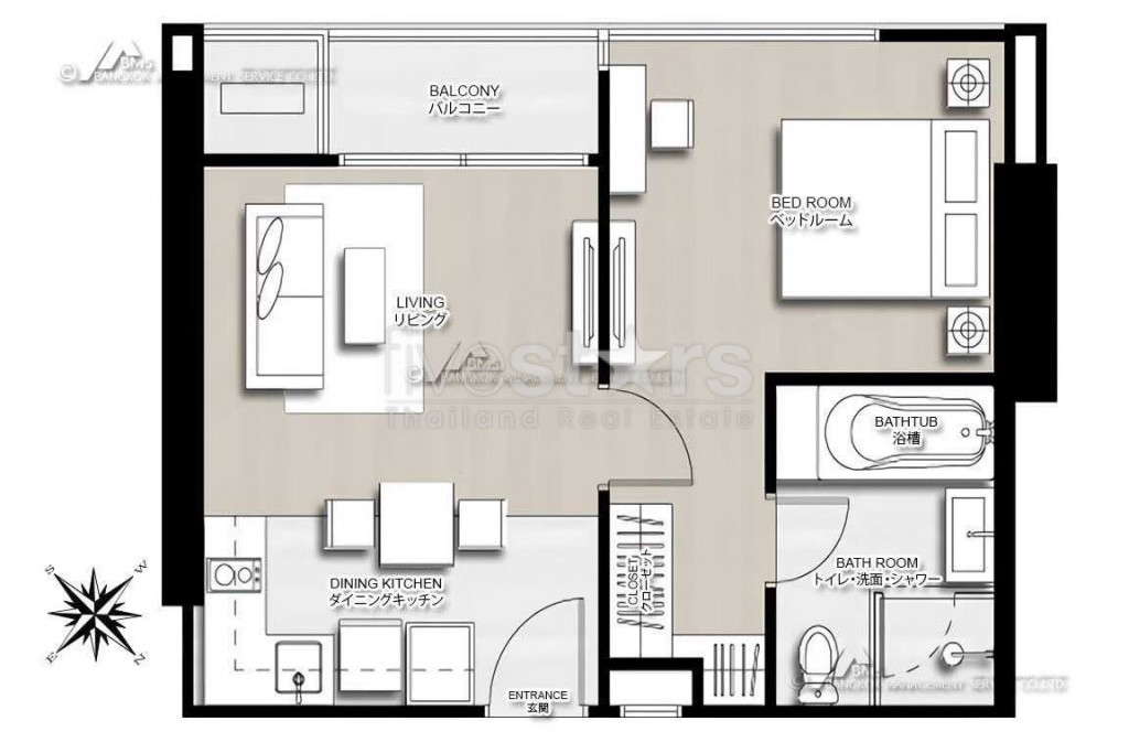 Condo moderne 1 chambre à louer sur Thong Lo, photo 8