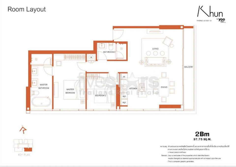 Un condominium contemporain de 2 chambres est disponible à la location à Thonglor., photo 10