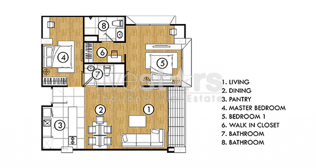Large 2 bedrooms service apartment for rent near BTS Phromphong, photo 5